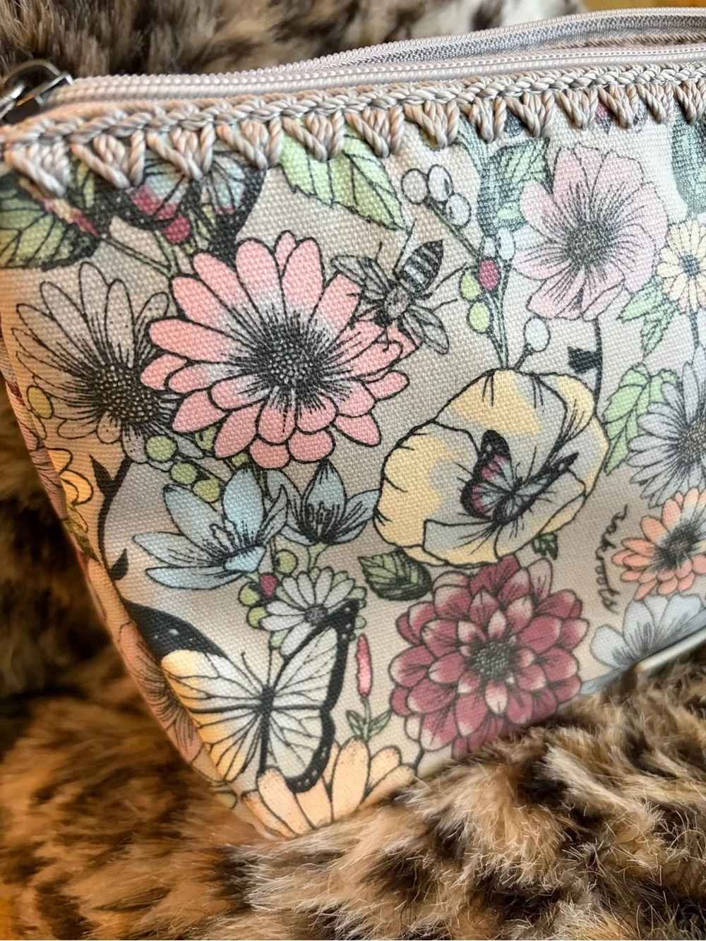 Sakroots Floral Canvas Cosmetic Bag in Beige, Pink, Yellow, Blue, Green #1262